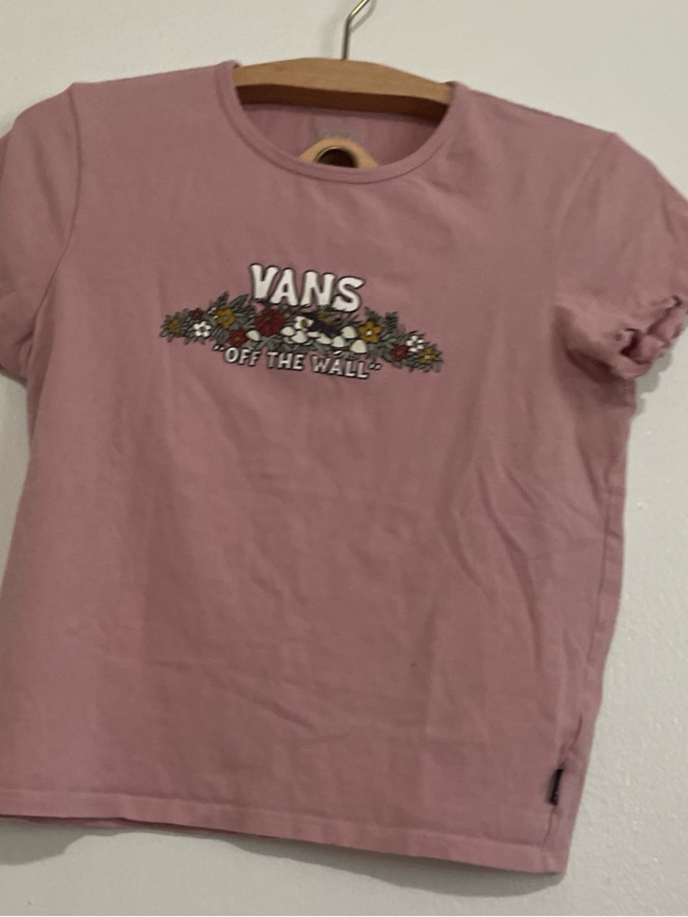 Vans Girls' Dusty Pink Floral 'Off The Wall' Logo Tee